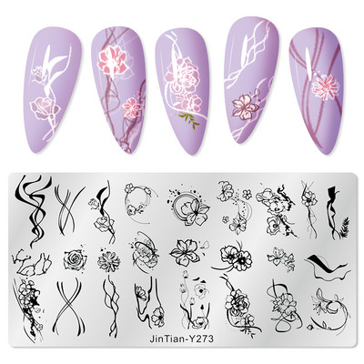 Mtssii Kvadratni okrugli tanjuri za utiskivanje noktiju Cvijeće bundeve Životinjski tropski geometrijski uzorak Slike za nokte Predlošci za pečate od čipke