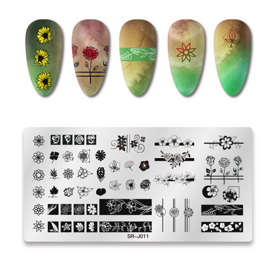 Mtssii Kvadratni okrugli tanjuri za utiskivanje noktiju Cvijeće bundeve Životinjski tropski geometrijski uzorak Slike za nokte Predlošci za pečate od čipke