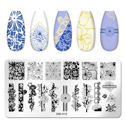 Πρότυπα για τέχνη νυχιών Σχέδιο πλάκας σφράγισης φύλλο λουλουδιών πεταλούδα Πρότυπα χριστουγεννιάτικων σφραγίδων δαντέλας Πλάκες εικόνας Αξεσουάρ μανικιούρ