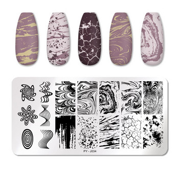 PICT YOU Плочи за щамповане на нокти Цветя Мраморни животни Плоча за печат от неръждаема стомана Инструменти за шаблони за нокти Направи си сам Плоча с изображения за нокти