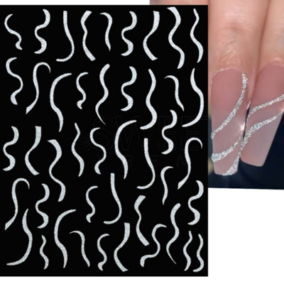 3D auksinės bangos linijos nagų lipdukas marmurinis mėlynas geometrijos abstrakčios gėlės nagų dailė slankikliai lipdukai folijos manikiūro dekoracijos