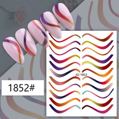 3D auksinės bangos linijos nagų lipdukas marmurinis mėlynas geometrijos abstrakčios gėlės nagų dailė slankikliai lipdukai folijos manikiūro dekoracijos