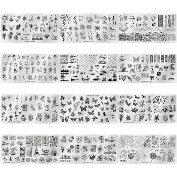 Mtssii 2023 New Leopard Nail Stamping Plates Geometry Line Leaves Flowers Design Printing Plates Nails Art Stencil Stamp Tools