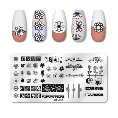 Mtssii 2023 új leopárd körömbélyegző lemezek geometriai vonalak levelek virágok design nyomdalemezek körömdíszítés stencil bélyegző eszközök