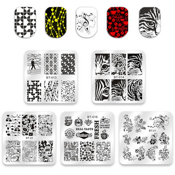 Biutee 6*6 см квадратни плочи за щамповане на нокти, дизайн на дантелени цветя, температура, печат за нокти, шаблон за щамповане, шаблони за изображения на плочи