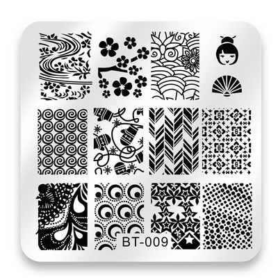 Biutee 6*6cm τετράγωνες πλάκες για σφράγιση νυχιών Σχέδιο δαντέλας λουλουδιών θερμοκρασίας σφραγίδα σφραγίδας τέχνης για τα νύχια Πρότυπο εικόνας για πιάτο στένσιλ