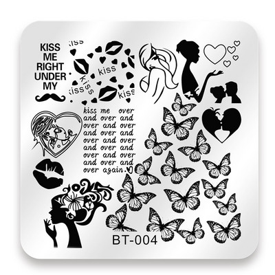 Biutee 6*6cm τετράγωνες πλάκες για σφράγιση νυχιών Σχέδιο δαντέλας λουλουδιών θερμοκρασίας σφραγίδα σφραγίδας τέχνης για τα νύχια Πρότυπο εικόνας για πιάτο στένσιλ