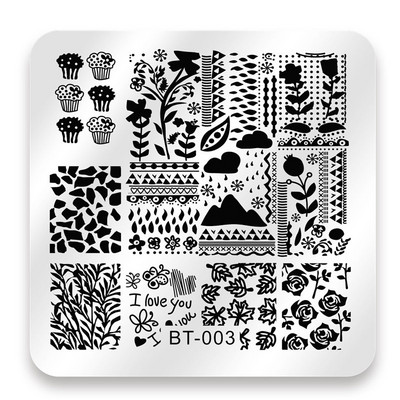 Biutee 6*6cm τετράγωνες πλάκες για σφράγιση νυχιών Σχέδιο δαντέλας λουλουδιών θερμοκρασίας σφραγίδα σφραγίδας τέχνης για τα νύχια Πρότυπο εικόνας για πιάτο στένσιλ