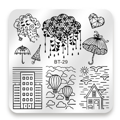 Biutee 6*6cm τετράγωνες πλάκες για σφράγιση νυχιών Σχέδιο δαντέλας λουλουδιών θερμοκρασίας σφραγίδα σφραγίδας τέχνης για τα νύχια Πρότυπο εικόνας για πιάτο στένσιλ