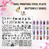 Ploča za nokte Leptir Cvijet List Predložak za ispis od nehrđajućeg čelika Pečat DIY Alati za manikuru Dodatak za prijenos grafičkog uzorka