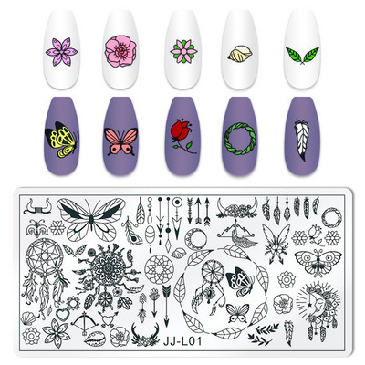 Ploča za nokte Leptir Cvijet List Predložak za ispis od nehrđajućeg čelika Pečat DIY Alati za manikuru Dodatak za prijenos grafičkog uzorka