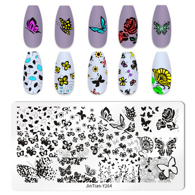 Ploča za nokte Leptir Cvijet List Predložak za ispis od nehrđajućeg čelika Pečat DIY Alati za manikuru Dodatak za prijenos grafičkog uzorka