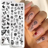 NICOLE PÄEVIK Rose Lille Viinapuu Küünte stantsimisplaadid Liblikakujundus Templimallid Prantsuse küüned DIY Trükišabloonid Vorm