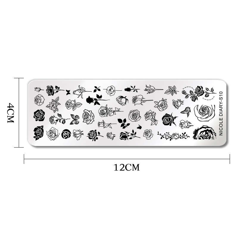 NICOLE PÄEVIK Rose Lille Viinapuu Küünte stantsimisplaadid Liblikakujundus Templimallid Prantsuse küüned DIY Trükišabloonid Vorm