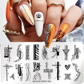 NICOLE PÄEVIK Küünte stantsimisplaadid Tiigrisebra Leopard Print Loomakujutis Templimallid Madulillede lehtede šabloon maniküüriks