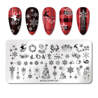 NICOLE PÄEVIK Küünte stantsimisplaadid Tiigrisebra Leopard Print Loomakujutis Templimallid Madulillede lehtede šabloon maniküüriks