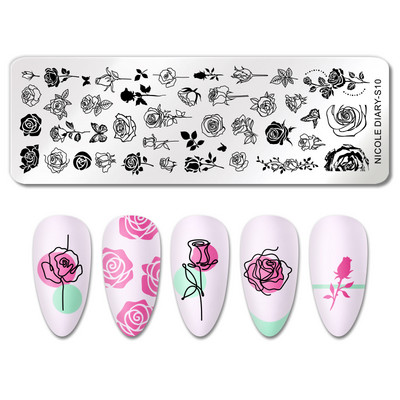 NICOLE PÄEVIK Küünte stantsimisplaadid Tiigrisebra Leopard Print Loomakujutis Templimallid Madulillede lehtede šabloon maniküüriks