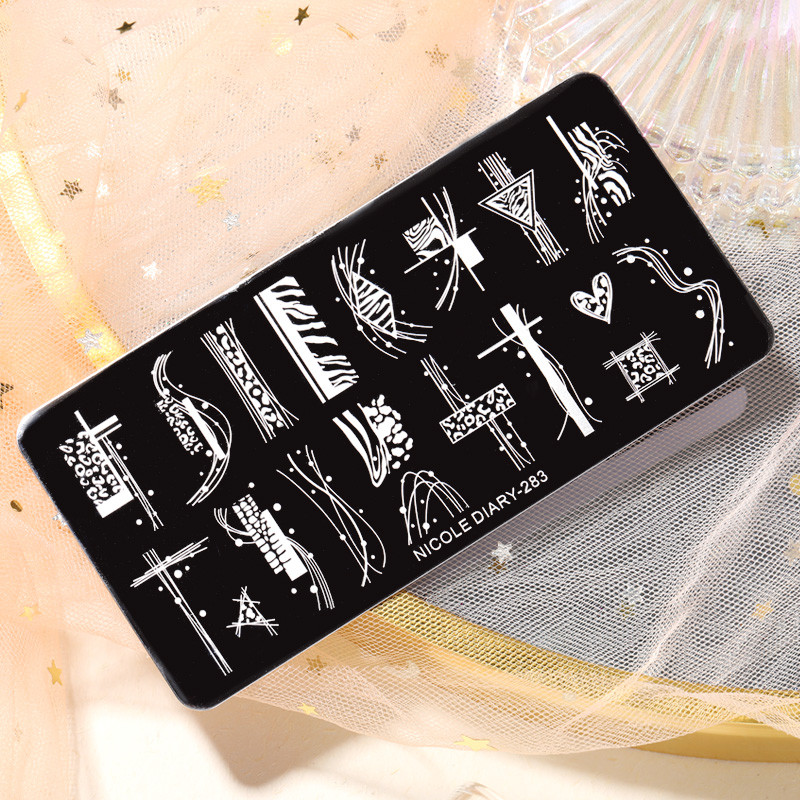 NICOLE PÄEVIK Küünte stantsimisplaadid Tiigrisebra Leopard Print Loomakujutis Templimallid Madulillede lehtede šabloon maniküüriks