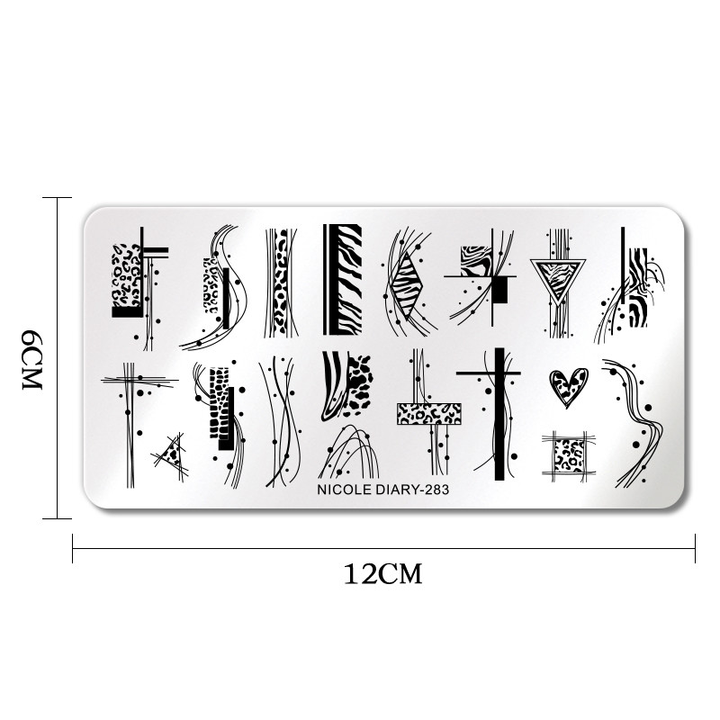 NICOLE PÄEVIK Küünte stantsimisplaadid Tiigrisebra Leopard Print Loomakujutis Templimallid Madulillede lehtede šabloon maniküüriks