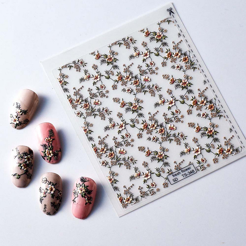 Värsked lilled Tüdrukud eelistavad lilli DIY 5D küünekleebis Geellaki ülekandeliugur Isekleepuvad maniküüri näpunäited