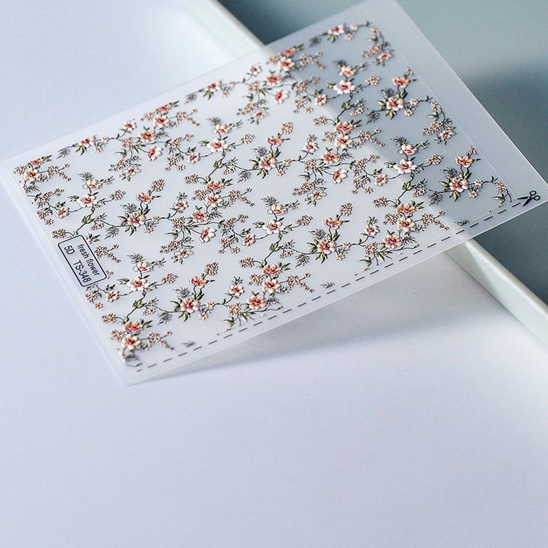 Värsked lilled Tüdrukud eelistavad lilli DIY 5D küünekleebis Geellaki ülekandeliugur Isekleepuvad maniküüri näpunäited