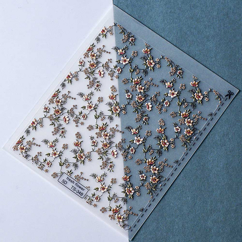 Värsked lilled Tüdrukud eelistavad lilli DIY 5D küünekleebis Geellaki ülekandeliugur Isekleepuvad maniküüri näpunäited