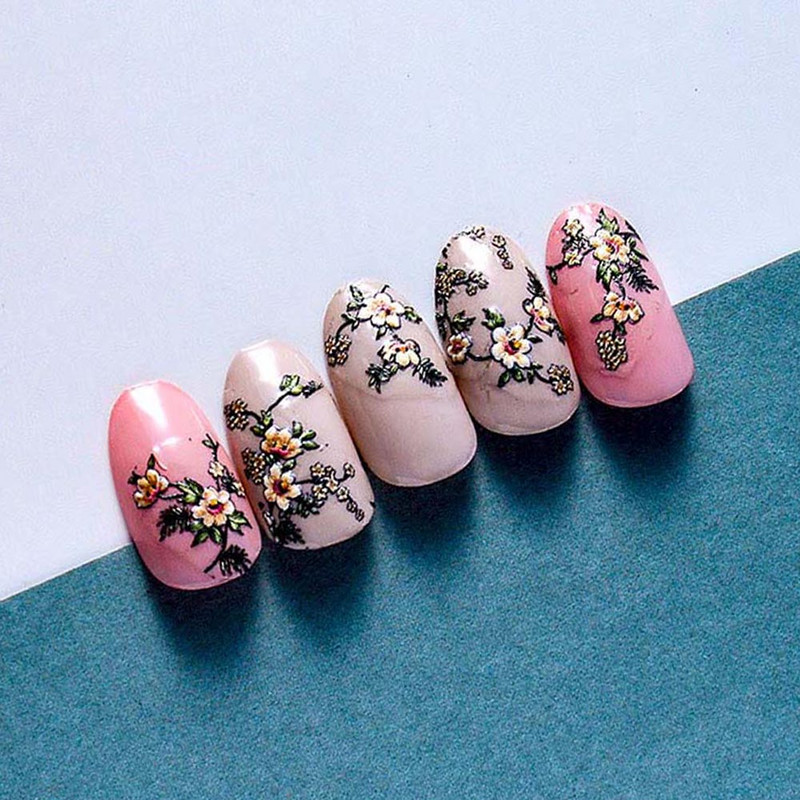 Värsked lilled Tüdrukud eelistavad lilli DIY 5D küünekleebis Geellaki ülekandeliugur Isekleepuvad maniküüri näpunäited