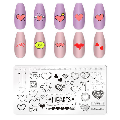 Love Heart Tanjurići za utiskivanje noktiju Crtana mašna Slika za vjenčanje Noć vještica Dizajnerski tanjurići za utiskivanje noktiju Valentinovo Božićni predlošci za poliranje