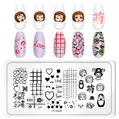 Love Heart Tanjurići za utiskivanje noktiju Crtana mašna Slika za vjenčanje Noć vještica Dizajnerski tanjurići za utiskivanje noktiju Valentinovo Božićni predlošci za poliranje