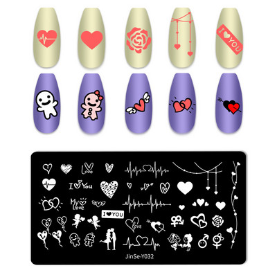 Love Heart Tanjurići za utiskivanje noktiju Crtana mašna Slika za vjenčanje Noć vještica Dizajnerski tanjurići za utiskivanje noktiju Valentinovo Božićni predlošci za poliranje