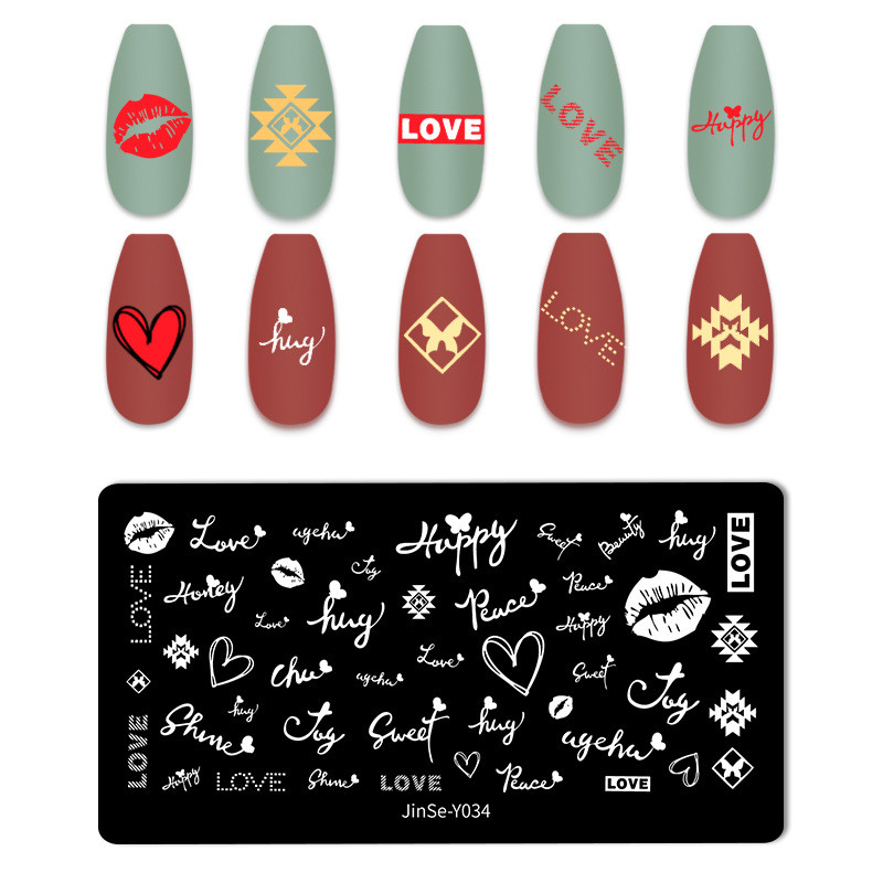 Love Heart Tanjurići za utiskivanje noktiju Crtana mašna Slika za vjenčanje Noć vještica Dizajnerski tanjurići za utiskivanje noktiju Valentinovo Božićni predlošci za poliranje