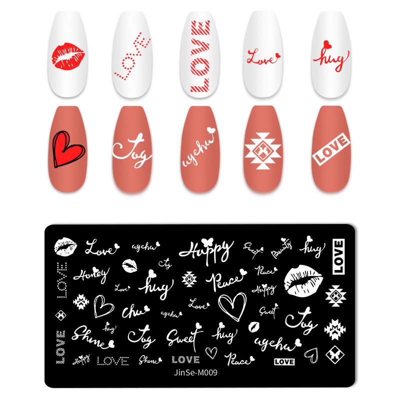 Love Heart Tanjurići za utiskivanje noktiju Crtana mašna Slika za vjenčanje Noć vještica Dizajnerski tanjurići za utiskivanje noktiju Valentinovo Božićni predlošci za poliranje