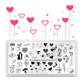 BeautyBigBang Свети Валентин Плочи за щамповане на нокти 2023 Нова роза Цвете Любов Тема Шаблони за нокти Дизайн на нокти Инструменти за шаблони
