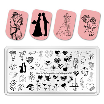 BeautyBigBang Πλάκες για σφράγιση νυχιών για την Ημέρα του Αγίου Βαλεντίνου 2023 Νέο Θέμα Rose Flower Love Πρότυπα Nail Art Εργαλεία για στένσιλ για το σχεδιασμό νυχιών