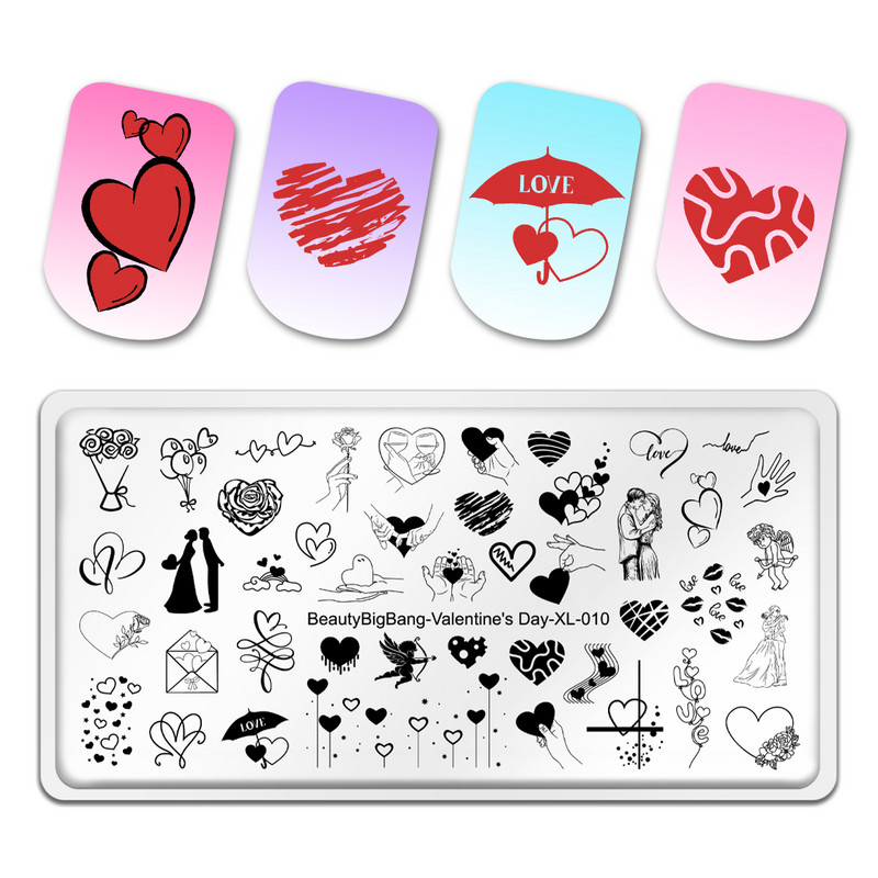 BeautyBigBang Ziua Îndrăgostiților Plăci pentru ștanțarea unghiilor 2023 Noua temă cu flori de trandafir Șabloane pentru arta unghiilor Unelte pentru șablon pentru design de unghii