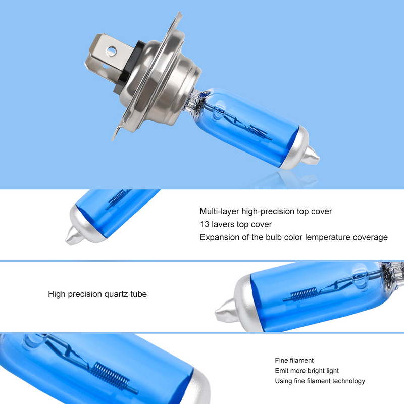2PCS H7 12V 100W 6000K Xenon H7 Super White Halogen Automobilių šviesos šaltinio Lemputės Priekiniai žibintai Auto Lemp Parking