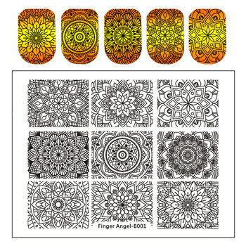 Finger Angel Lace Flower Leaves Series Nail Stamping Plates Rose Stamp Image Template Nail Art Εργαλεία μανικιούρ από ανοξείδωτο ατσάλι