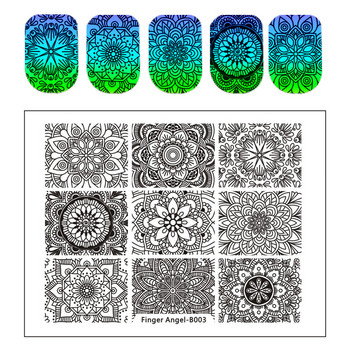 Finger Angel Lace Flower Leaves Series Плочи за щамповане на нокти Rose Stamp Image Шаблон за нокти от неръждаема стомана Инструменти за маникюр