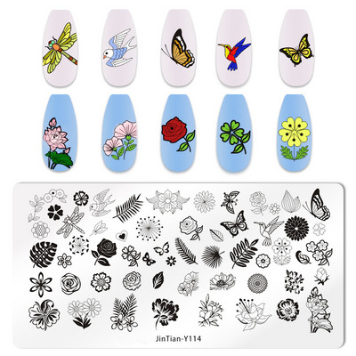 1 TK Ookeani loomade küünekunsti tembeldusplaadid kalakoera lilleriba ankurpildi šabloonid küünte jaoks Templitööriistad maniküüri mall