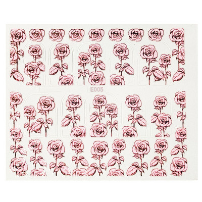 1PC naljepnica za nokte Miješana serija 3D reljefnih naljepnica s ružičastim cvijetom za nokte Ručno izrađene naljepnice za nokte