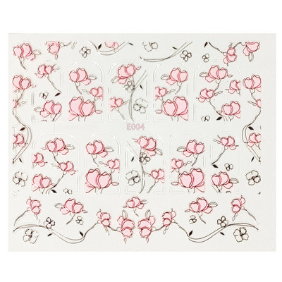 1PC naljepnica za nokte Miješana serija 3D reljefnih naljepnica s ružičastim cvijetom za nokte Ručno izrađene naljepnice za nokte