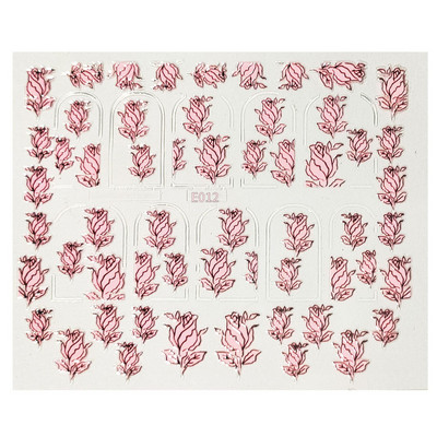 1PC naljepnica za nokte Miješana serija 3D reljefnih naljepnica s ružičastim cvijetom za nokte Ručno izrađene naljepnice za nokte