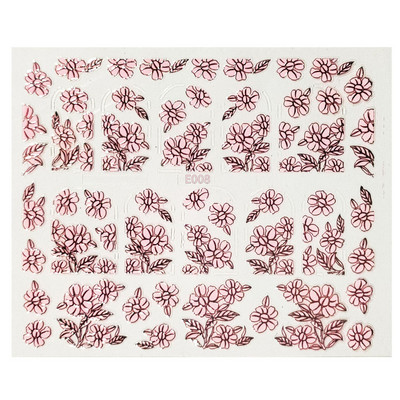 1PC naljepnica za nokte Miješana serija 3D reljefnih naljepnica s ružičastim cvijetom za nokte Ručno izrađene naljepnice za nokte