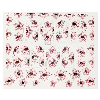 1PC naljepnica za nokte Miješana serija 3D reljefnih naljepnica s ružičastim cvijetom za nokte Ručno izrađene naljepnice za nokte