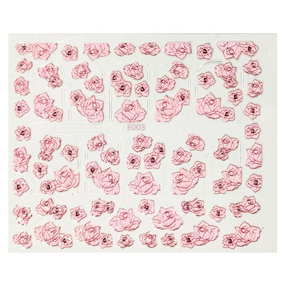 1PC naljepnica za nokte Miješana serija 3D reljefnih naljepnica s ružičastim cvijetom za nokte Ručno izrađene naljepnice za nokte