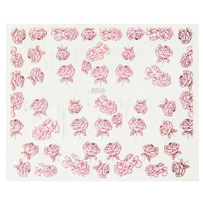 1PC naljepnica za nokte Miješana serija 3D reljefnih naljepnica s ružičastim cvijetom za nokte Ručno izrađene naljepnice za nokte