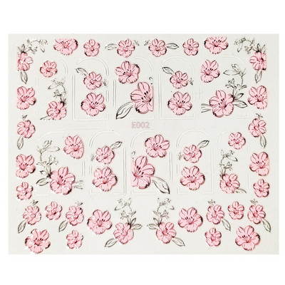 1PC naljepnica za nokte Miješana serija 3D reljefnih naljepnica s ružičastim cvijetom za nokte Ručno izrađene naljepnice za nokte
