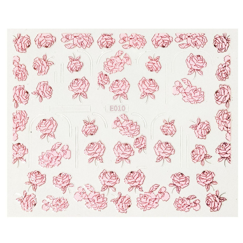 1PC naljepnica za nokte Miješana serija 3D reljefnih naljepnica s ružičastim cvijetom za nokte Ručno izrađene naljepnice za nokte