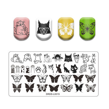Butterfly Cat Claw Nail Stamping Plate Lace Letter Line Nail Art Design Template Print Ink Render Инструмент за маникюр от неръждаема стомана