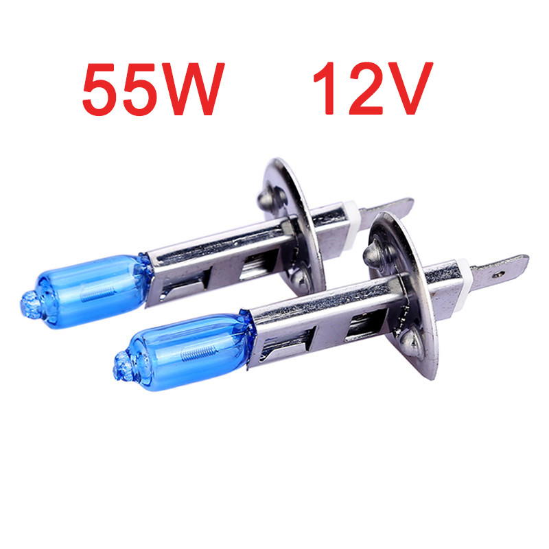 2vnt H1 55W itin ryškiai balta halogeninė lemputė didelės galios automobilio priekinių žibintų lemputė automobilio rūko žibinto šaltinis stovėjimo geltona 6000k 3000k